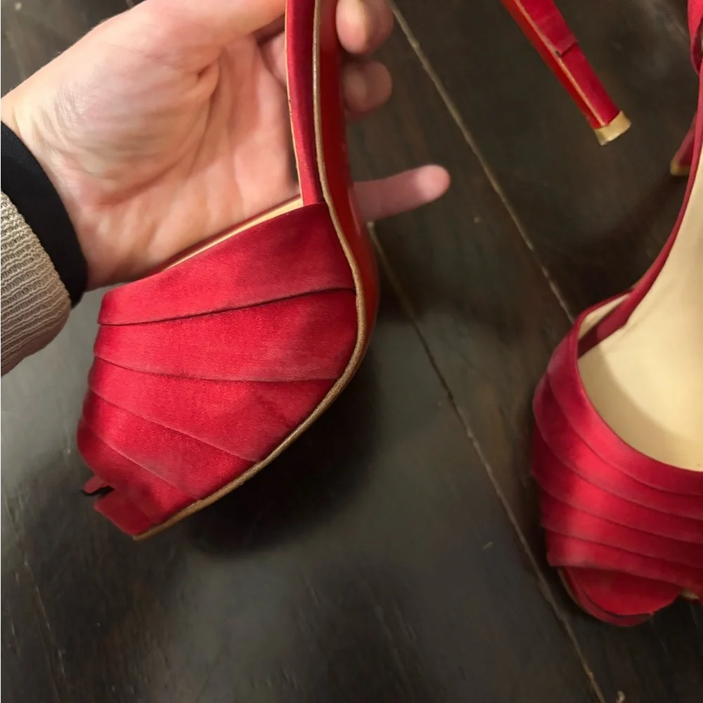 Christian Louboutin Scarlet Peep-Toe Heels - Picture 8 of 9